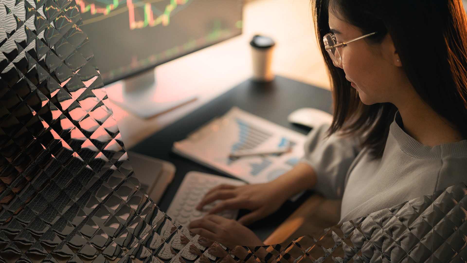 Image of a woman typing on her keyboard